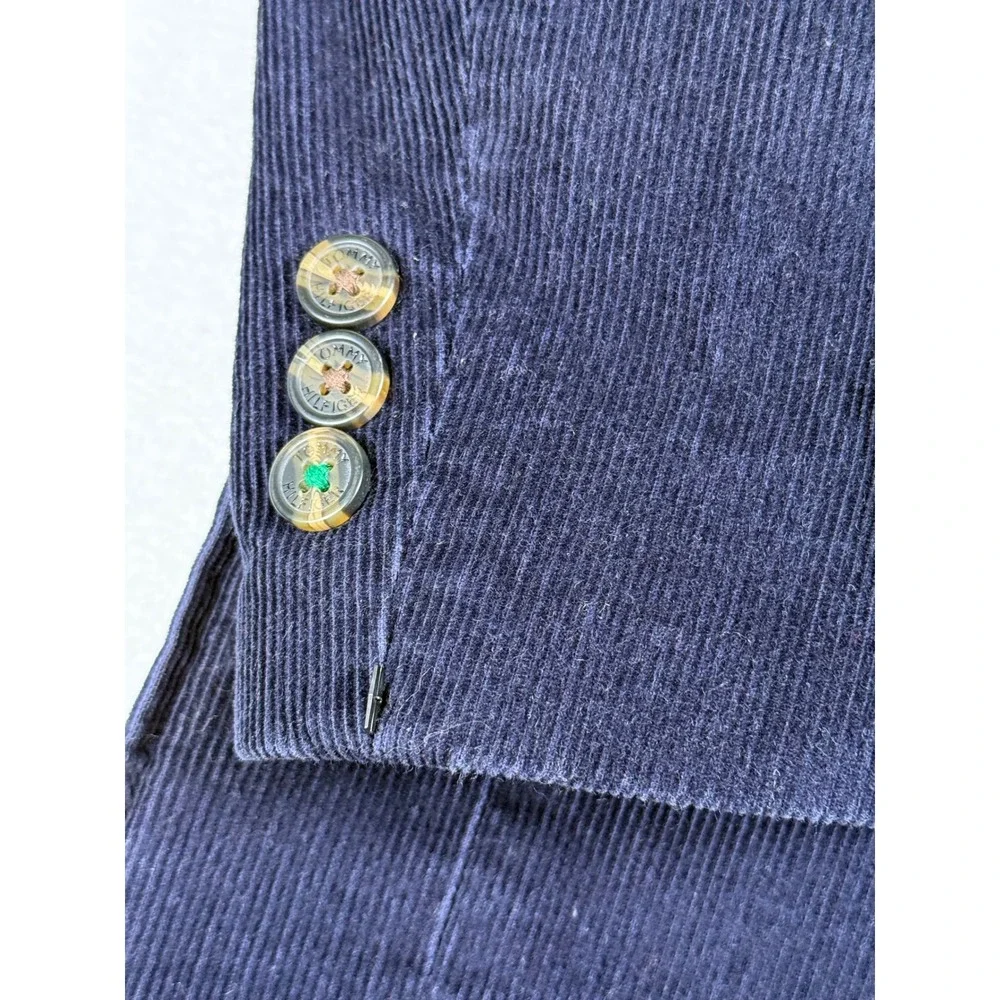 Tommy Hilfiger Corduroy‎ Blazer Jacket Boys Medium Navy Blue Elbow Patch Preppy